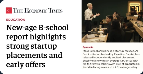 The Economic Times feature on Mesa School of Business