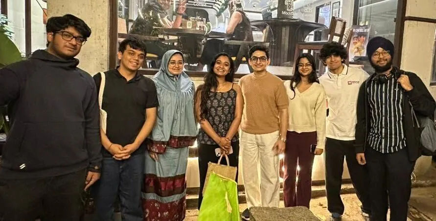 Mesa students with a founder after a session