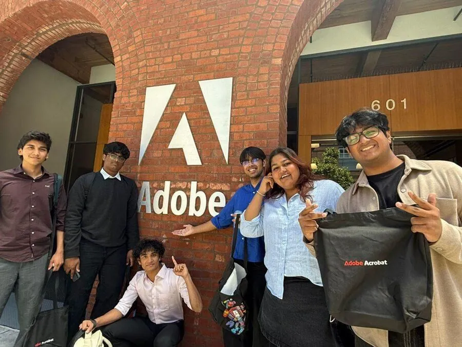 Mesa students outside Adobe